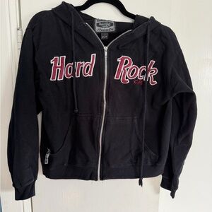 Hard Rock Cafe Black Hoodie with White Tag Detail